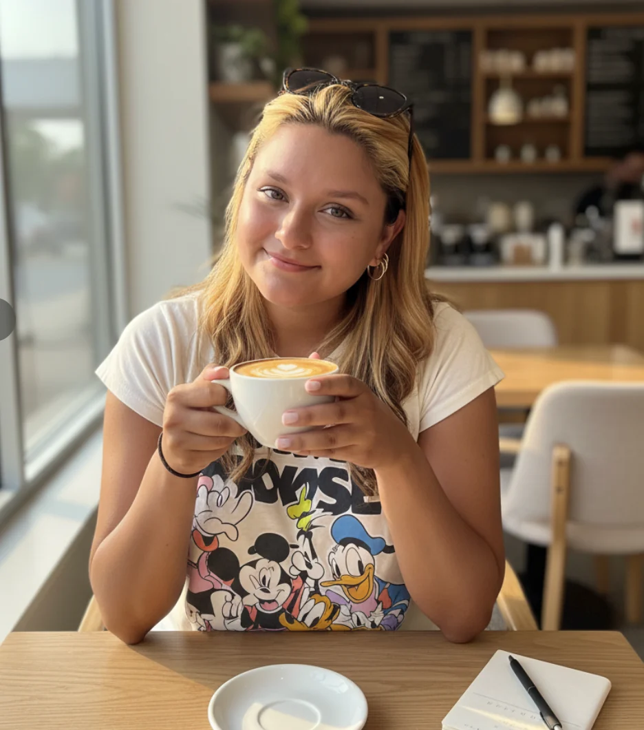 Sancov Insurance Group agent enjoying coffee in a bright café